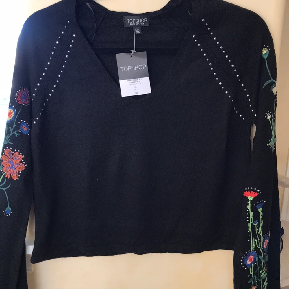 Topshop Floral Bell Sleeve Top
